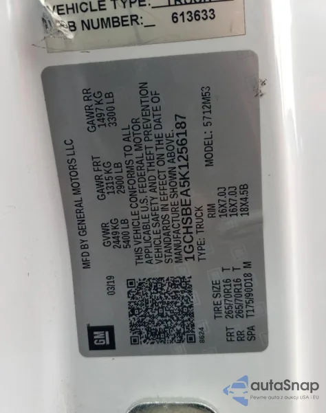 2019 Chevrolet Colorado from USA, damaged, VIN 1GCHSBEA5K1256187